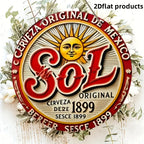 Vintage Sol Cerveza Metal Sign — Retro Mexican Bar Wall Art, 1899 Sun Logo Plaque