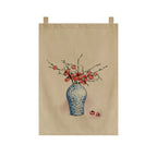 Japanese Tea Room Noren Curtain — Koi Fish & Kanji Calligraphy Panel Set
