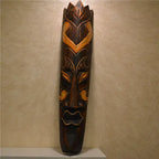 Hand-Carved African Stone Mask — Wooden Wall Hanging