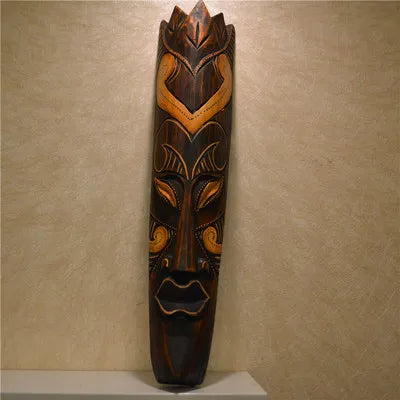 Hand-Carved African Stone Mask — Wooden Wall Hanging