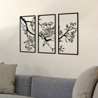 Peach Blossom Metal Wall Art — Japanese Floral Home Décor