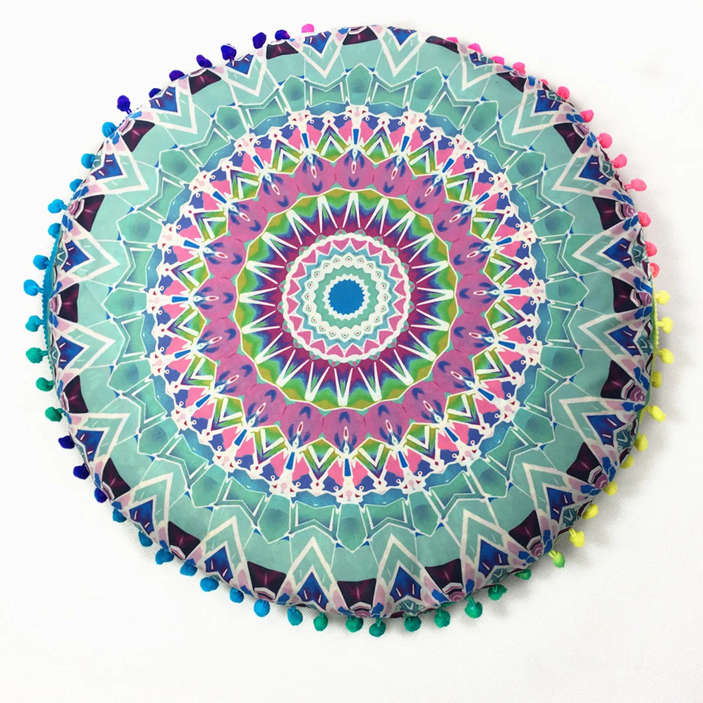 Moroccan Mandala Floor Cushion Cover — Round Bohemian Tatami Seat Cover