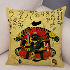 Samurai Cat Cushion Cover — Vintage Japanese Tattoo Art