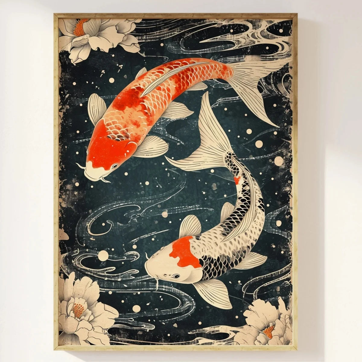 Japanese Koi Fish Canvas Prints Poster Japandi Vintage Fish Aesthetic Art Prints Bedroom Kitchen Home Decor Art Poster Gifts