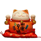 Maneki-Neko Wealth Cat Ornament — Painted Ceramic Lucky Cat