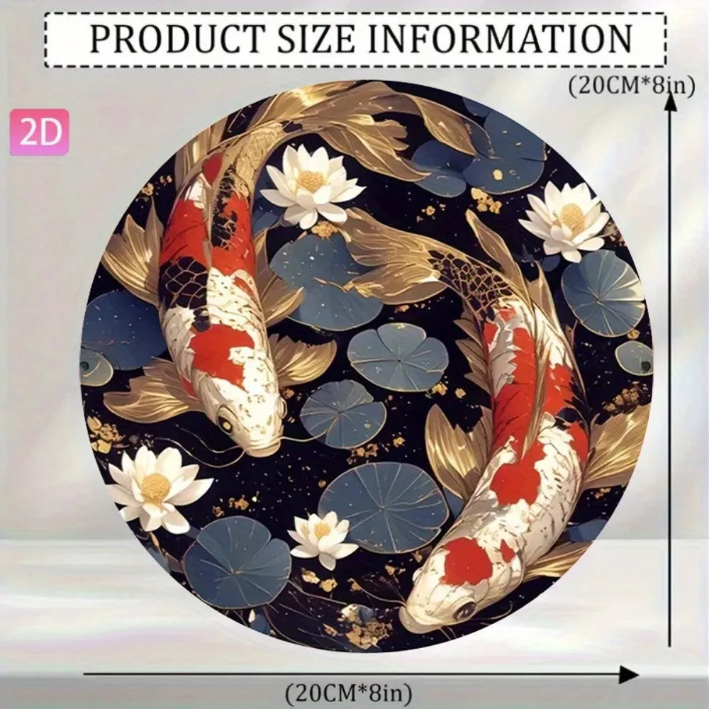 Vintage Goldfish Koi Pond Metal Wall Art — Japanese Décor Sign