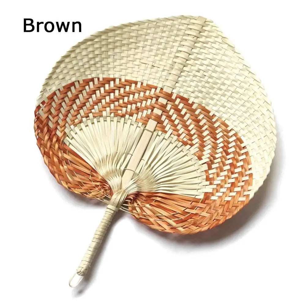 Handwoven Bamboo Peach Fan — Filipino Artisan Cooling Fan
