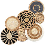 Boho Seagrass Wall Basket Set — Handwoven Rattan Wall Art