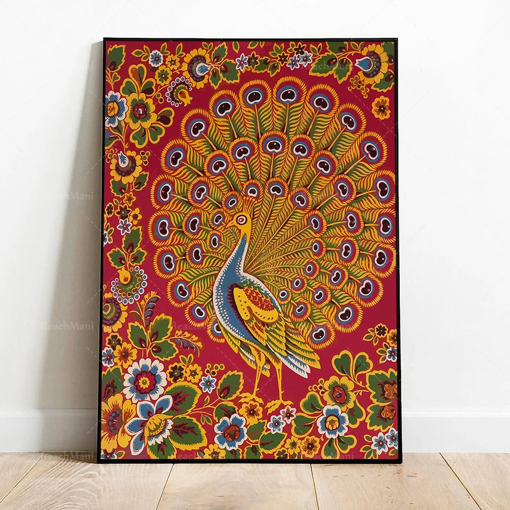 Rajasthani Peacock Canvas Print — Indian Wall Art