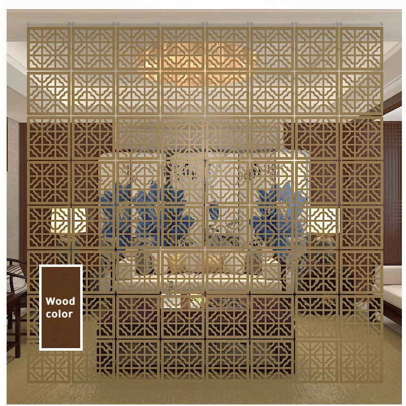 Japanese Wooden Room Divider — Hollow Screen Partition Panels