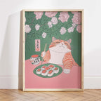 Japanese Ukiyo-e Style Funny Black Cat Bathroom Poster Print Canvas Painting Wall Art Picture for Kitchen Bathroom Home Decor