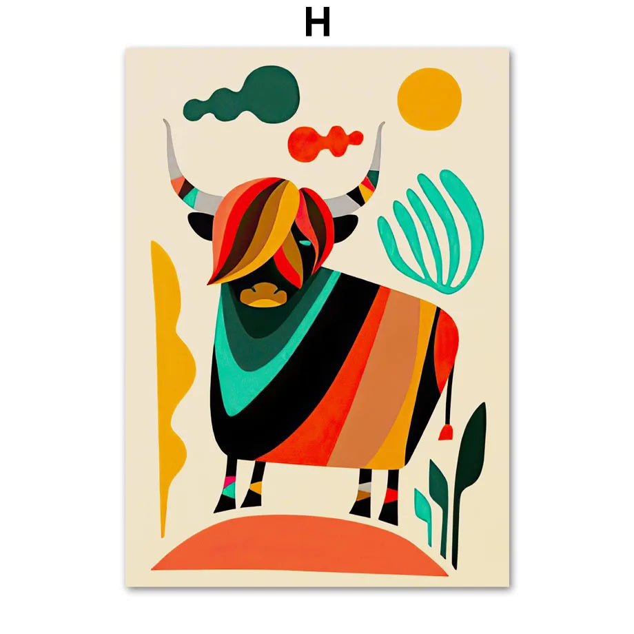 Abstract Wildlife Canvas Print — Geometric Animal Wall Art