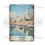 Maghreb Cityscape Metal Sign — North African Travel Wall Décor