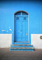 Moroccan Blue Door Canvas Print — Chefchaouen & North African Wall Art