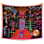 Huichol Sun & Moon Yarn Art Tapestry — Mexican Folk Wall Décor