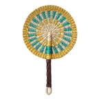 Handwoven Seagrass Fan — Boho Striped Décor