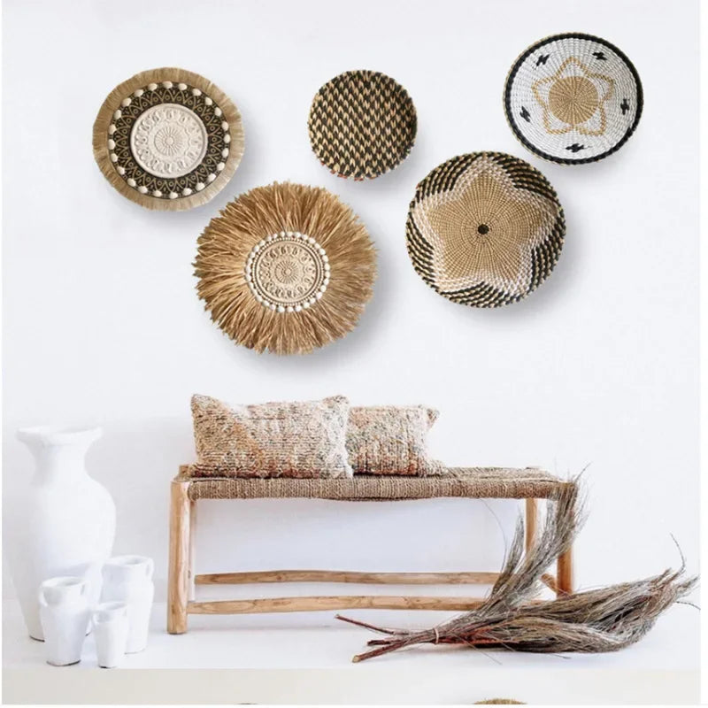 Boho Woven Wall Basket — Natural Fiber Wall Décor, 33 Designs