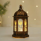 Ramadan LED Lantern — Etched Islamic Motif Table Decor