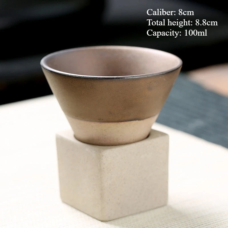 Japanese Style Retro Ceramic Coffee Cup Rough Pottery Tea Cup Latte Pull Flower Porcelain Cup Pottery Mug For Home Coffee Mug