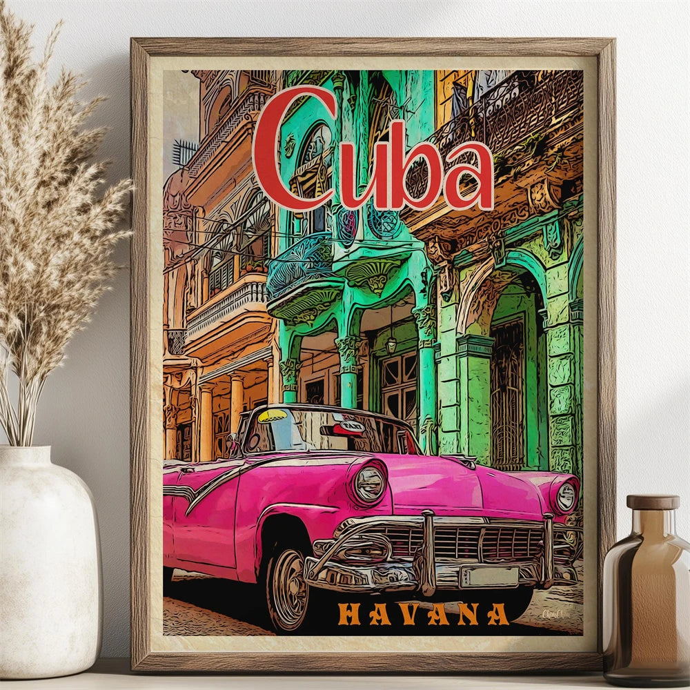 Havana Cuba Travel Poster Canvas Print — Latin Heritage Wall Art