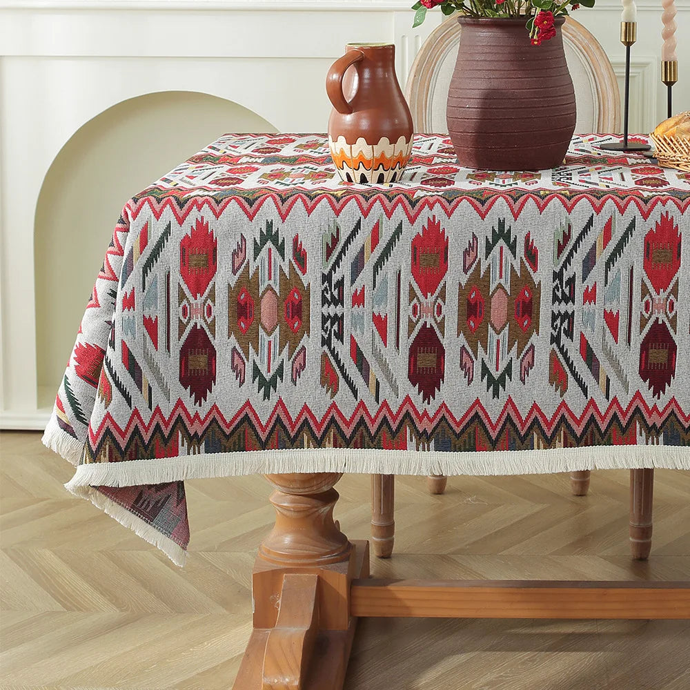 Moroccan Floral Tablecloth — Vintage Pattern Rectangular Table Cover
