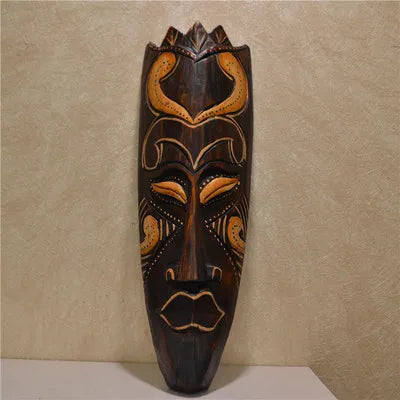Hand-Carved African Stone Mask — Wooden Wall Hanging
