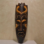 Hand-Carved African Stone Mask — Wooden Wall Hanging