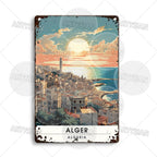 Maghreb Cityscape Metal Sign — North African Travel Wall Décor