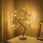 Golden Leaf LED Tree Light — Touch Copper Wire Night Lamp