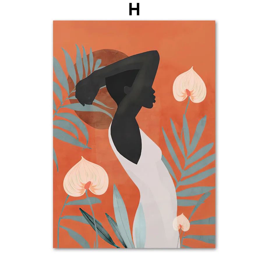 African Woman in Bloom — Canvas Wall Art Print