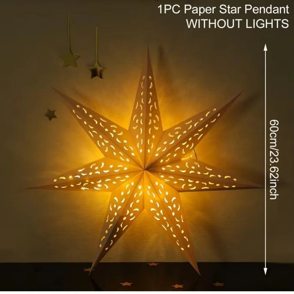 Hollow Star Paper Lantern — Hanging Star Pendant for Christmas & Eid
