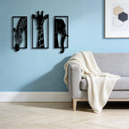 Safari Animal Metal Wall Art Set — 3-Piece Elephant, Giraffe & Zebra Décor