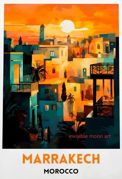 Travel Moroccan Art Casablanca Marrakesh Fes Building Art Poster Canvas Painting Wall Prints Picture for Room Home Decor