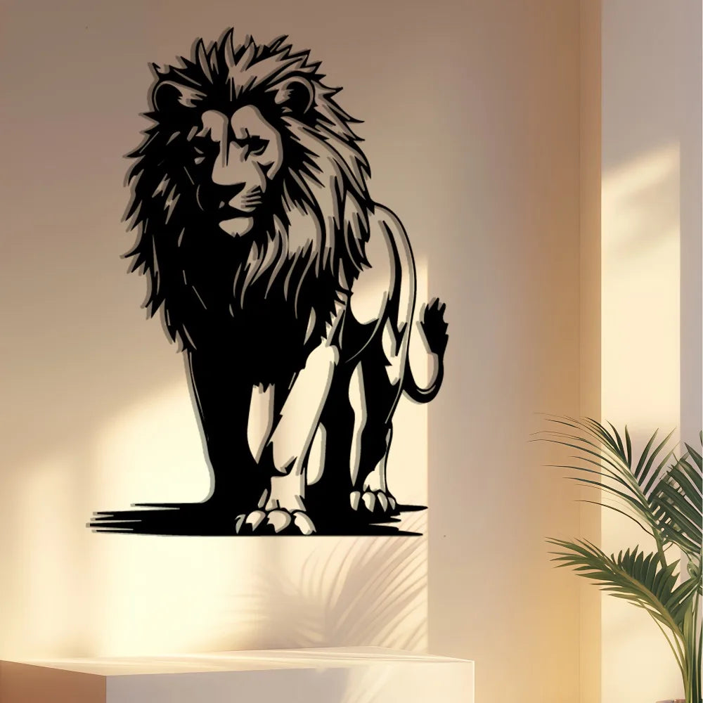 Lion Family African Metal Wall Art Rustproof Stencil Decor for Living Room Patio Christmas Gift