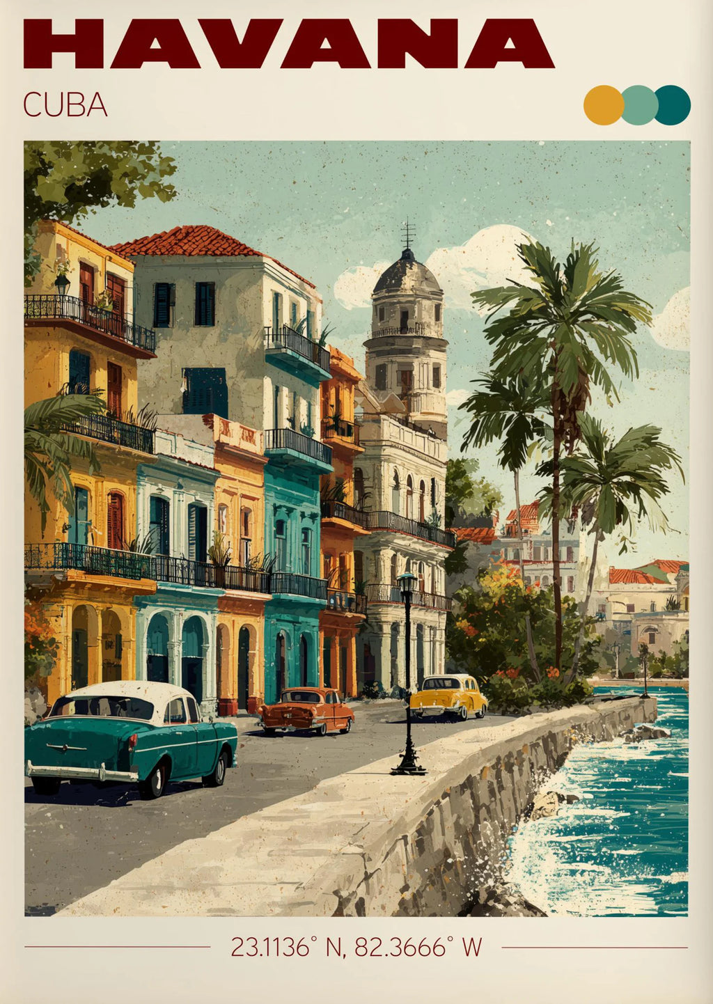 Vintage Havana, Cuba Travel Poster Canvas Print — Latin Heritage Wall Art