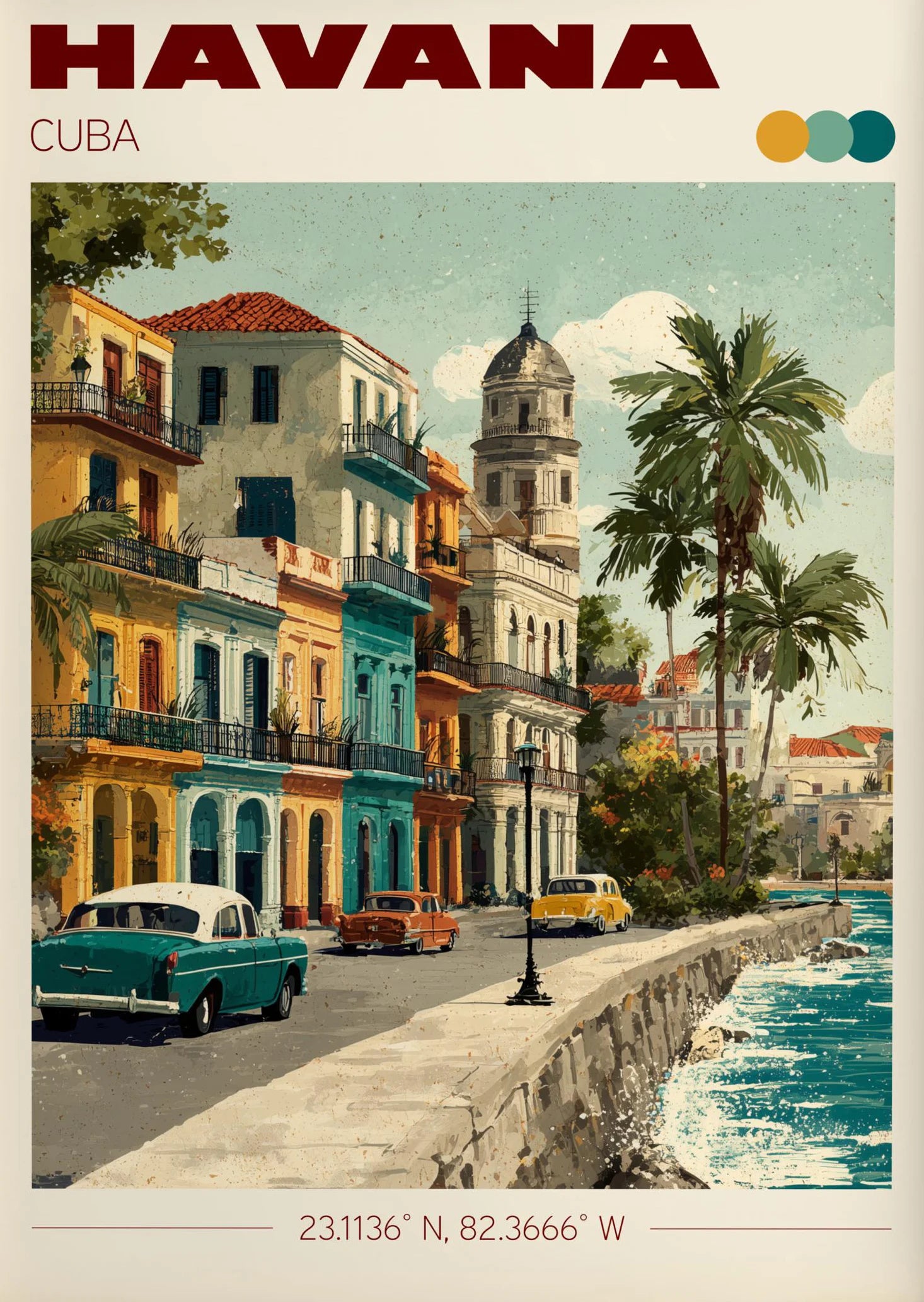 Vintage Havana, Cuba Travel Poster Canvas Print — Latin Heritage Wall Art
