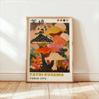Yayoi Kusama Pink Jellyfish — Mount Fuji Abstract Canvas Print
