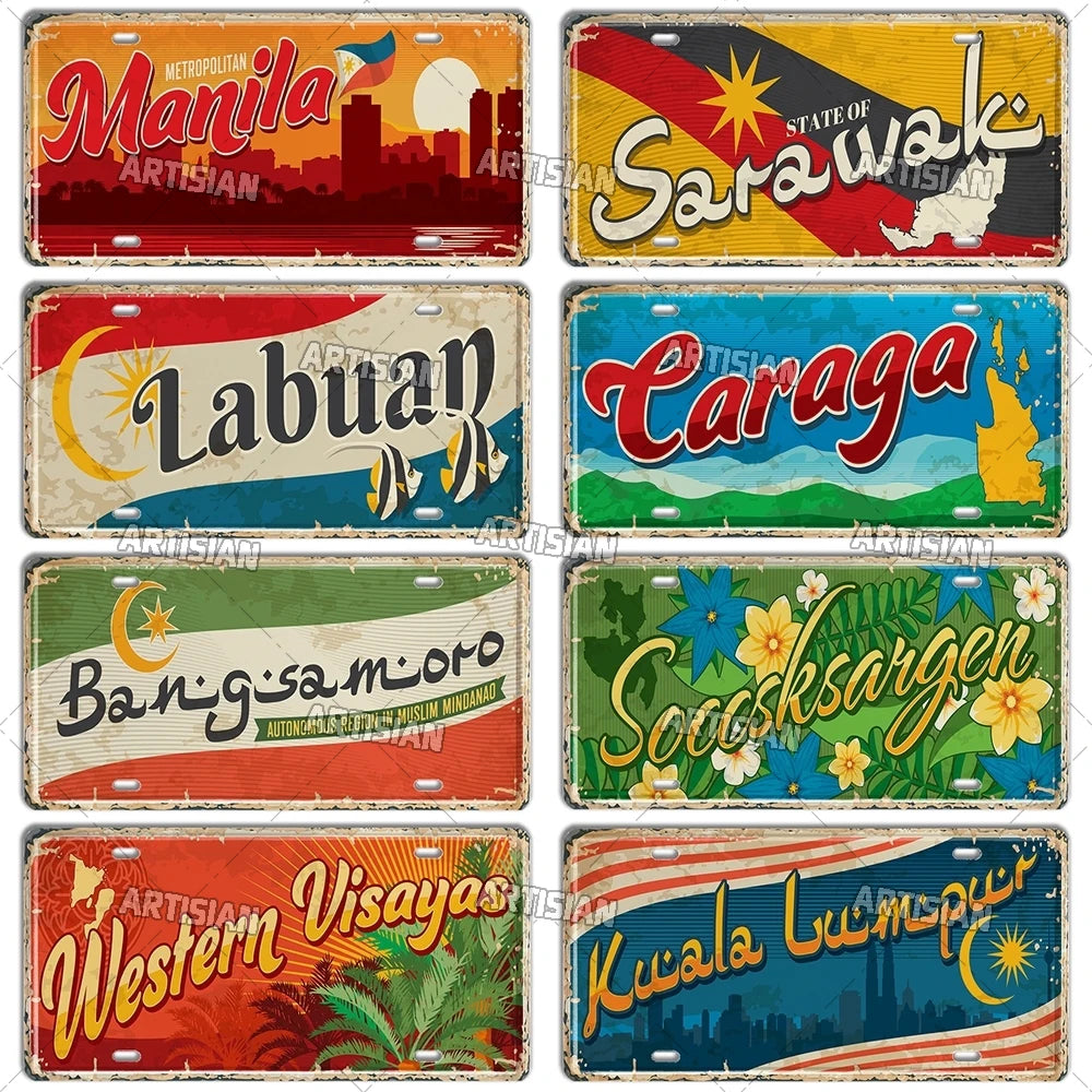 Philippines City Landmark Metal Sign — Decorative Wall Plate