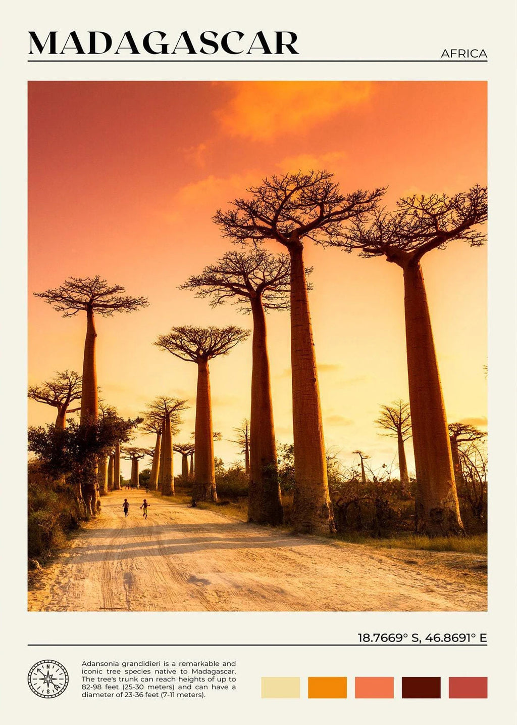 African Travel Wall Art — Minimalist Destination Canvas Print, 24 Designs