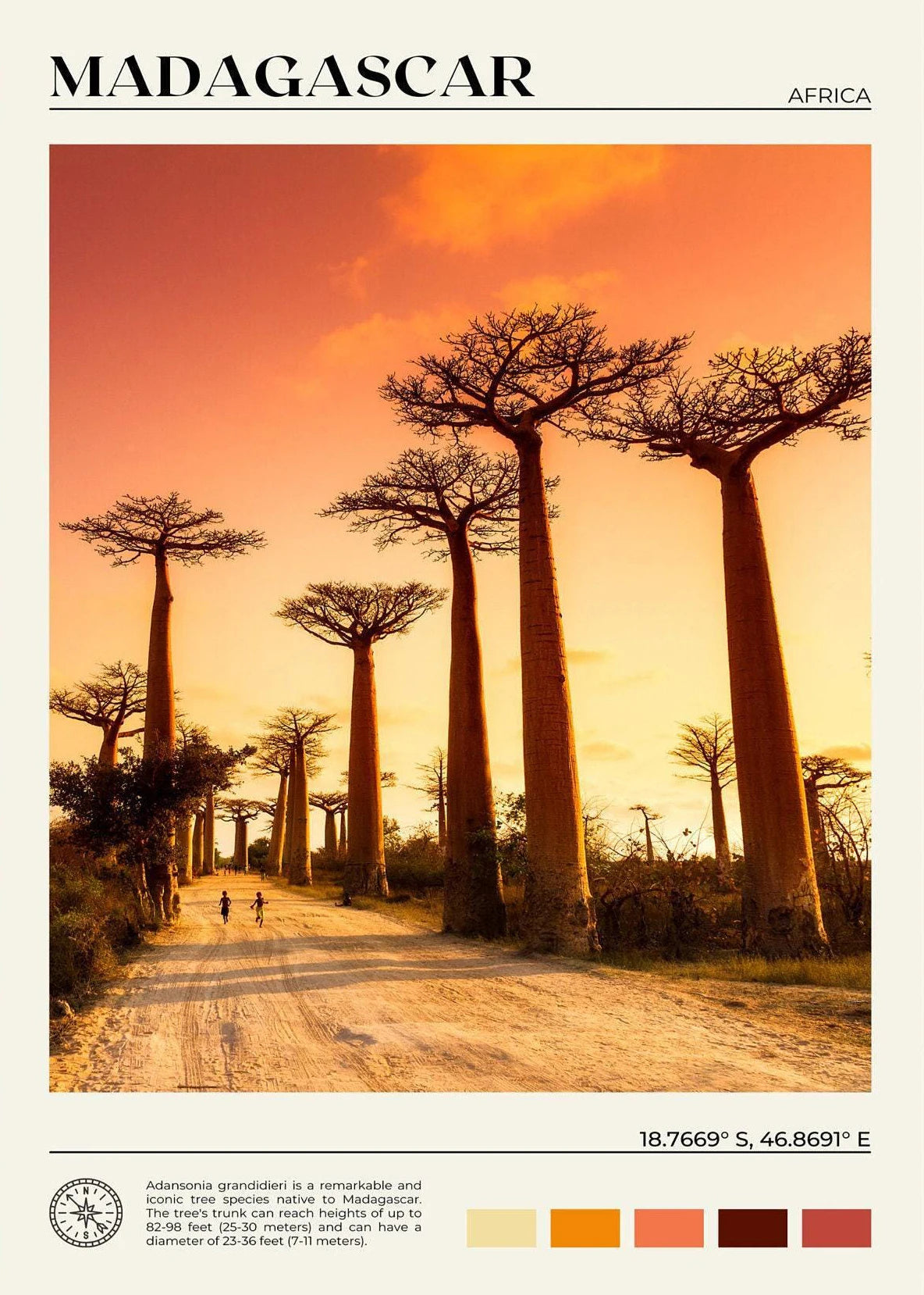 African Travel Wall Art — Minimalist Destination Canvas Print, 24 Designs