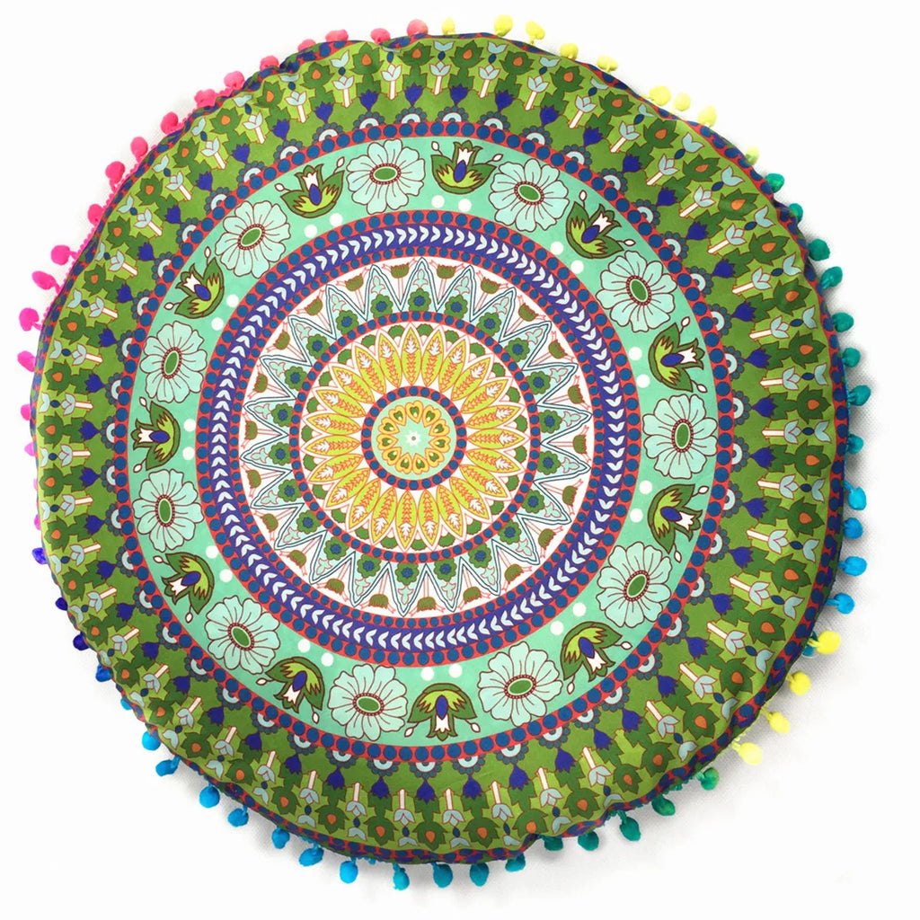 Moroccan Mandala Floor Cushion Cover — Round Bohemian Tatami Seat Cover