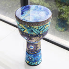 African Djembe Drum — 8.5 Inch Hand Drum with Colorful Cloth Art