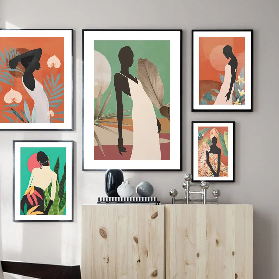 African Woman in Bloom — Canvas Wall Art Print