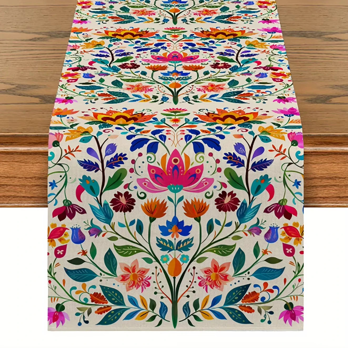 Folk Art Floral Table Runner — Boho Latin Style
