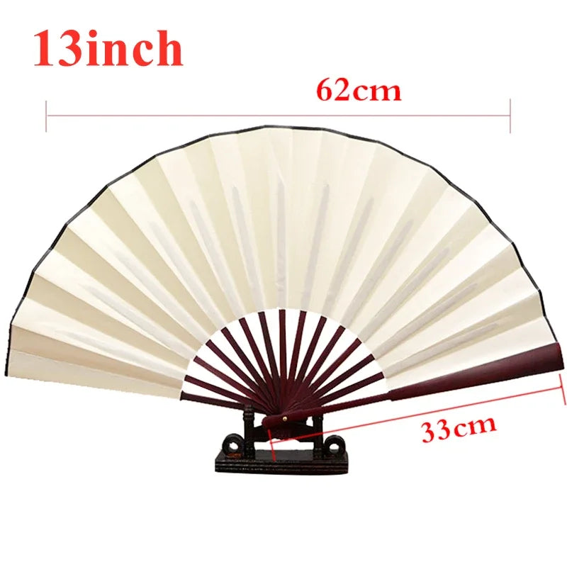 10/13 Inch Folding Fan Hand Silk Cloth DIY Chinese Folding Fan Wooden Bamboo Antiquity Fold Fans DIY Calligraphy Painting Decor