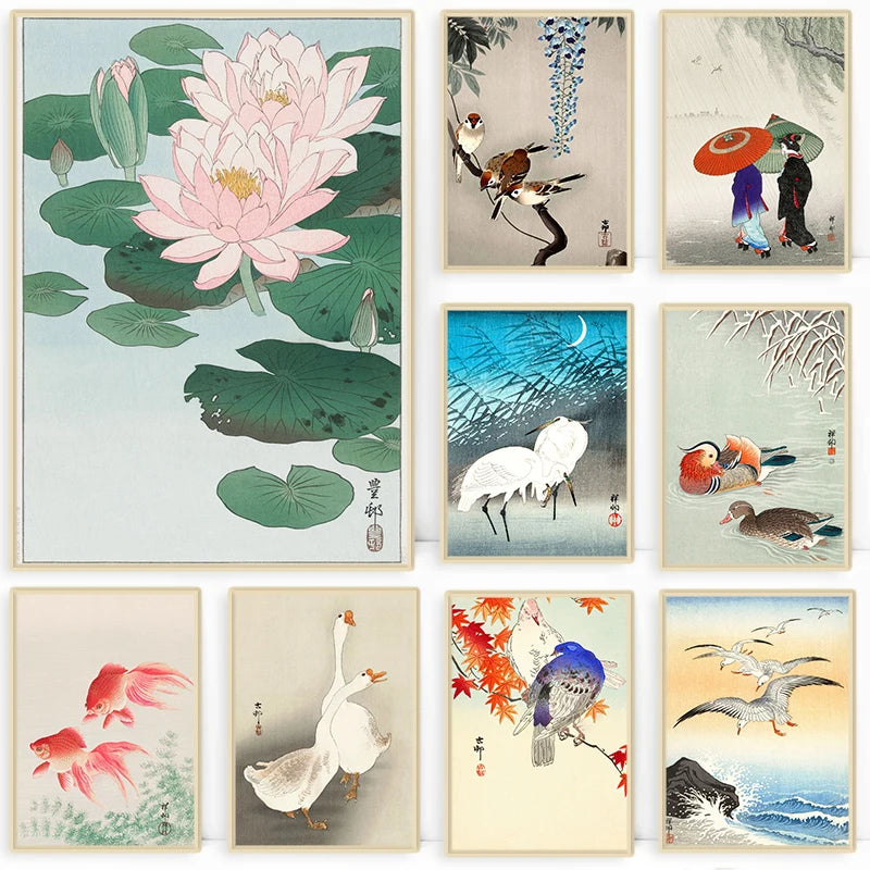 Ohara Koson Ukiyo-e Canvas Print — Vintage Japanese Kachō-e Wall Art