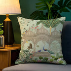 Taj Mahal Peacock Garden Cushion Cover — Mughal-Inspired Decorative Pillowcase