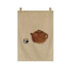 Japanese Tea Room Noren Curtain — Koi Fish & Kanji Calligraphy Panel Set