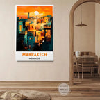 Casablanca & Marrakesh Travel Poster — Moroccan Architecture Canvas Print