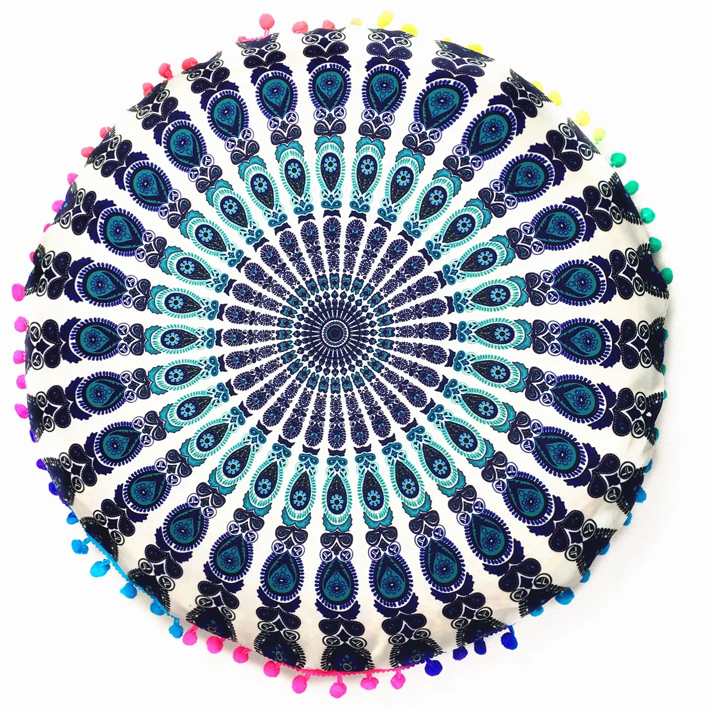 Moroccan Mandala Floor Cushion Cover — Round Bohemian Tatami Seat Cover